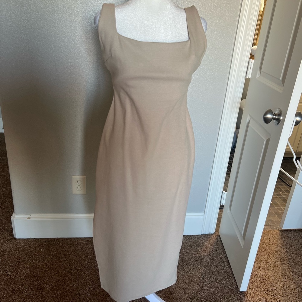 Tan midi dress! I have 2 of them